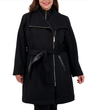 plus size black wrap coat