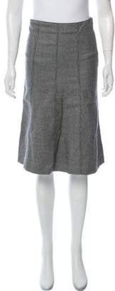 Burberry Wool Knee-Length Skirt White Wool Knee-Length Skirt