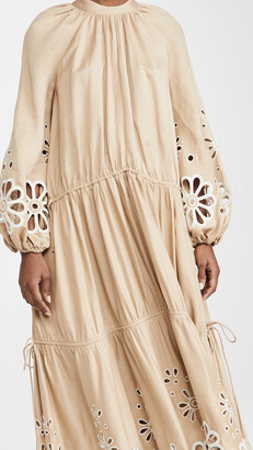 Jonathan Simkhai Anisa Oversized Broderie Anglaise Cascade Slit Midi Dress