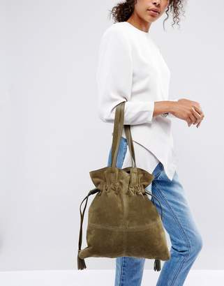 ASOS Suede Drawstring Shopper Bag