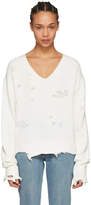 Helmut Lang White Distressed Sweater 