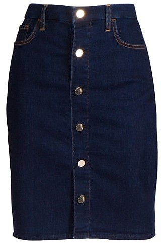 denim pencil skirt button front
