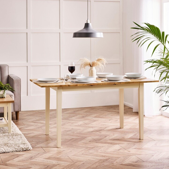 FurnitureboxUK Rectangular Solid Wood Extending Dining Table With Cream Legs ShopStyle