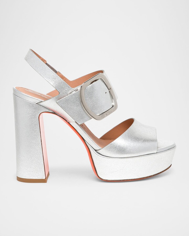 Santoni Bruxel Metallic Buckle Platform Sandals