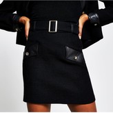 Thumbnail for your product : River Island Pu Trim Boucle Mini Skirt - Black