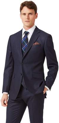 Charles Tyrwhitt Navy Stripe Slim Fit Flannel Business Suit Wool Jacket Size 36 Regular