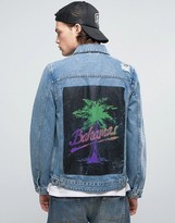 Thumbnail for your product : ASOS Denim Jacket With Back Print In Mid Wash