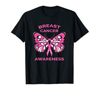 Breast Cancer Awareness Butterfly Pink Ribbon Womens T-Shirt