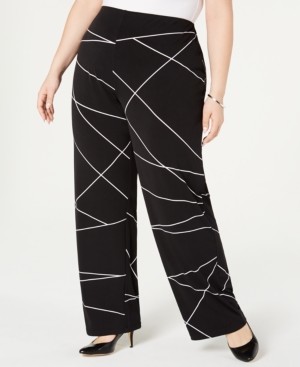 Alfani Plus Size Printed Wide-Leg Pants, Created for Macy's