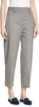 Acne Studios Trea Cropped Flat-Front Trousers, Light Gray