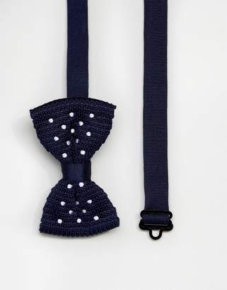 ASOS DESIGN Polka Dot Bow Tie In Navy