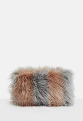Missguided Pink Fluffy Clutch Bag, Multi