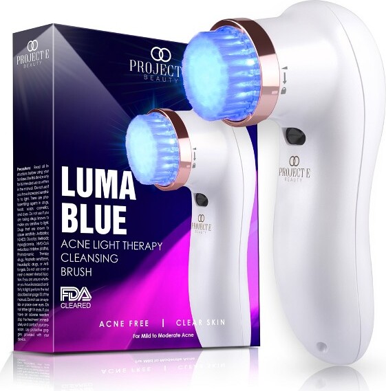 Project E Beauty LumaBlueAcneLightTherapyCleansingBrushbyProjectEBeauty|AcneSkincareRoutine|ExfoliatingBrush|PoreCleansing|3-MinuteTreatment
