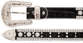 Thumbnail for your product : Veronica Beard 35mm Flower Crystals Leather Belt