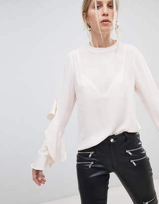 Morgan Blouse With Fluted Sleeve Detail