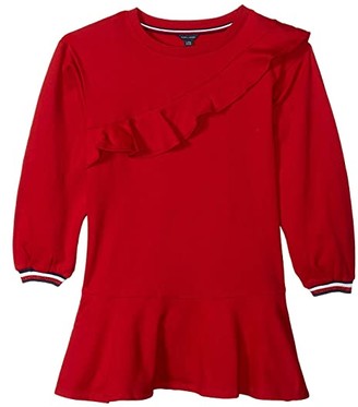 tommy red ruffle leopard dress