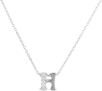 Latelita Diamond Initial Letter Pendant Necklace Silver H