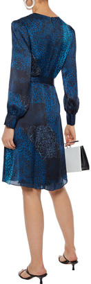 Elie Tahari Leah Belted Leopard-print Silk-satin Dress