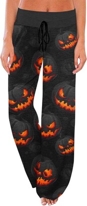 Womens Halloween Pajamas Pants Ladies Pumpkins Ghost Print Drawstring Pajama Bottoms P 182925177