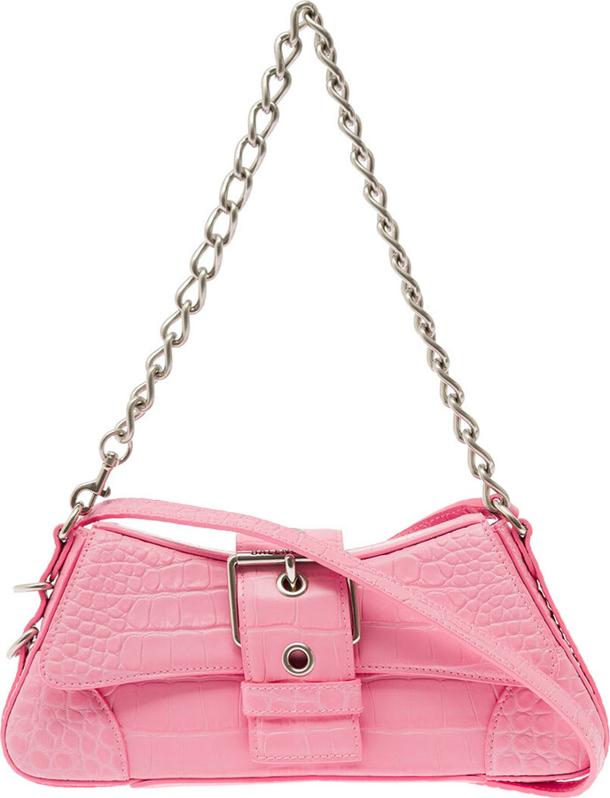 Balenciaga Lindsay Pink Small Shoulder Bag With Strap In Matte