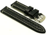 Thumbnail for your product : Tag Heuer 22mm Black Quality Leather White Stitching Alligator Watch Strap For