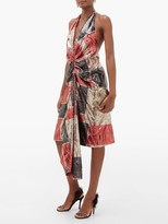 Thumbnail for your product : Halpern Geometric Ruched Sequinned Halterneck Dress - Red Print