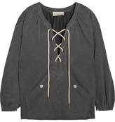 Thumbnail for your product : The Great The Rope Lace-Up Stretch Cotton-Blend Jersey Sweatshirt