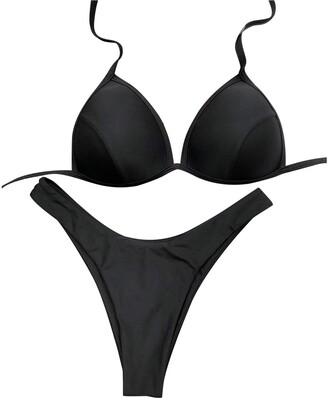 plain black bikini set