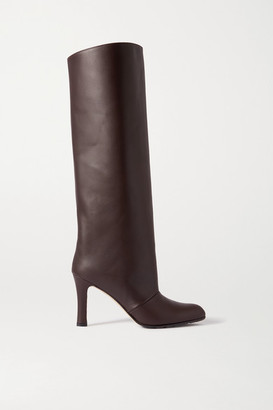 Manolo Blahnik Khomobi Gum 90 Leather Knee Boots - Dark brown