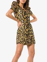 Thumbnail for your product : Moschino leopard print poof sleeve sequin mini dress