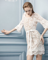 Thumbnail for your product : Michael Kors Tie-Waist Scalloped Lace Dress, Optic White