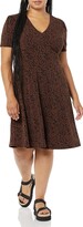 Thumbnail for your product : Amazon Essentials Women's Short Sleeve V-Neck Gathered Fit and Flare Dress