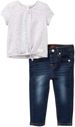 7 For All Mankind Tie-Front Tee & Skinny Jean (Baby Girls)