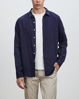 Thumbnail for your product : AERE Men's Blue Shirts - Linen LS Shirt
