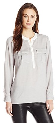 Kensie Women's Yarn Dyed Rayon Pullover Shirt