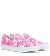 Thumbnail for your product : Christopher Kane Printed Canvas Slip-on Sneakers