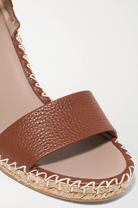 Valentino Garavani Garavani - Rockstud 105 Textured-leather Espadrille Wedge Sandals - Brown