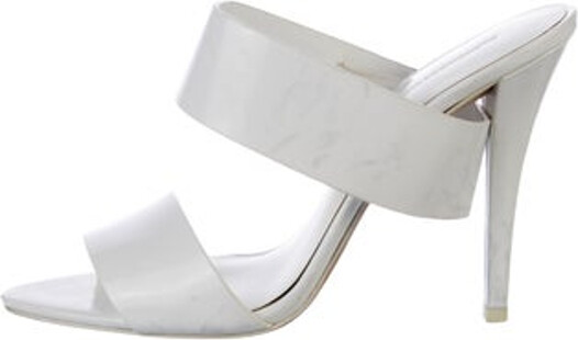 Alexander Wang Leather Slides White Designer