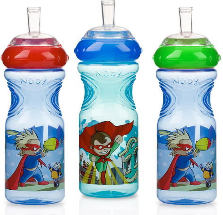 Nuby 3pk 10oz Printed Sports Sipper, Sup