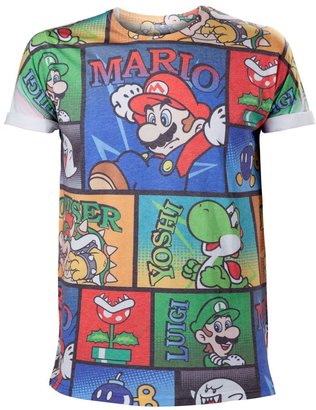 Nintendo Super Mario Bros. All-Over Mario And Co T-Shirt (Ts877036ntn-S)