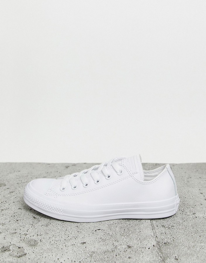 plain white leather converse