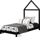 Thumbnail for your product : South Shore Sweedi Bed With House Frame Headboard, Matte Black