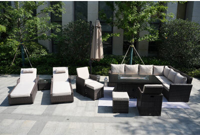 Direct Wicker Brunilda Wicker/Rattan 12 - Person Seating Group With Cushions