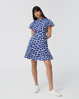 Thumbnail for your product : Diane von Furstenberg Alice Cotton-Jacquard Mini Dress in Daisy Dots True Blue
