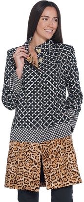 Dennis Basso Printed Luxe Crepe Snap Front Jacket