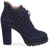 Thumbnail for your product : Alaia Lace-Up Laser Cut Suede Ankle Boots