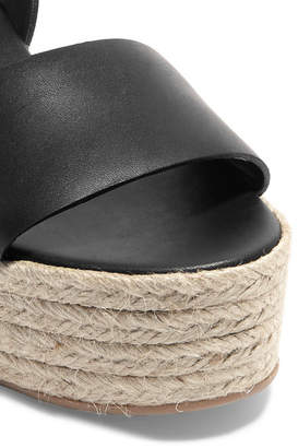 Prada Leather Espadrille Platform Sandals - Black
