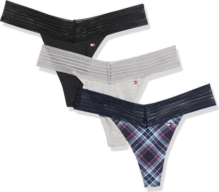 Tommy Hilfiger Womens Thongs Panties 2pr Size XLarge Spell out Thick Band  for sale online
