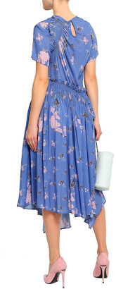 Preen Line Lois Ruched Floral-print Crepe De Chine Midi Dress