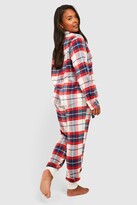 Thumbnail for your product : boohoo Plus Flannel Shirt & Cuffed Pants Christmas Pajama Set